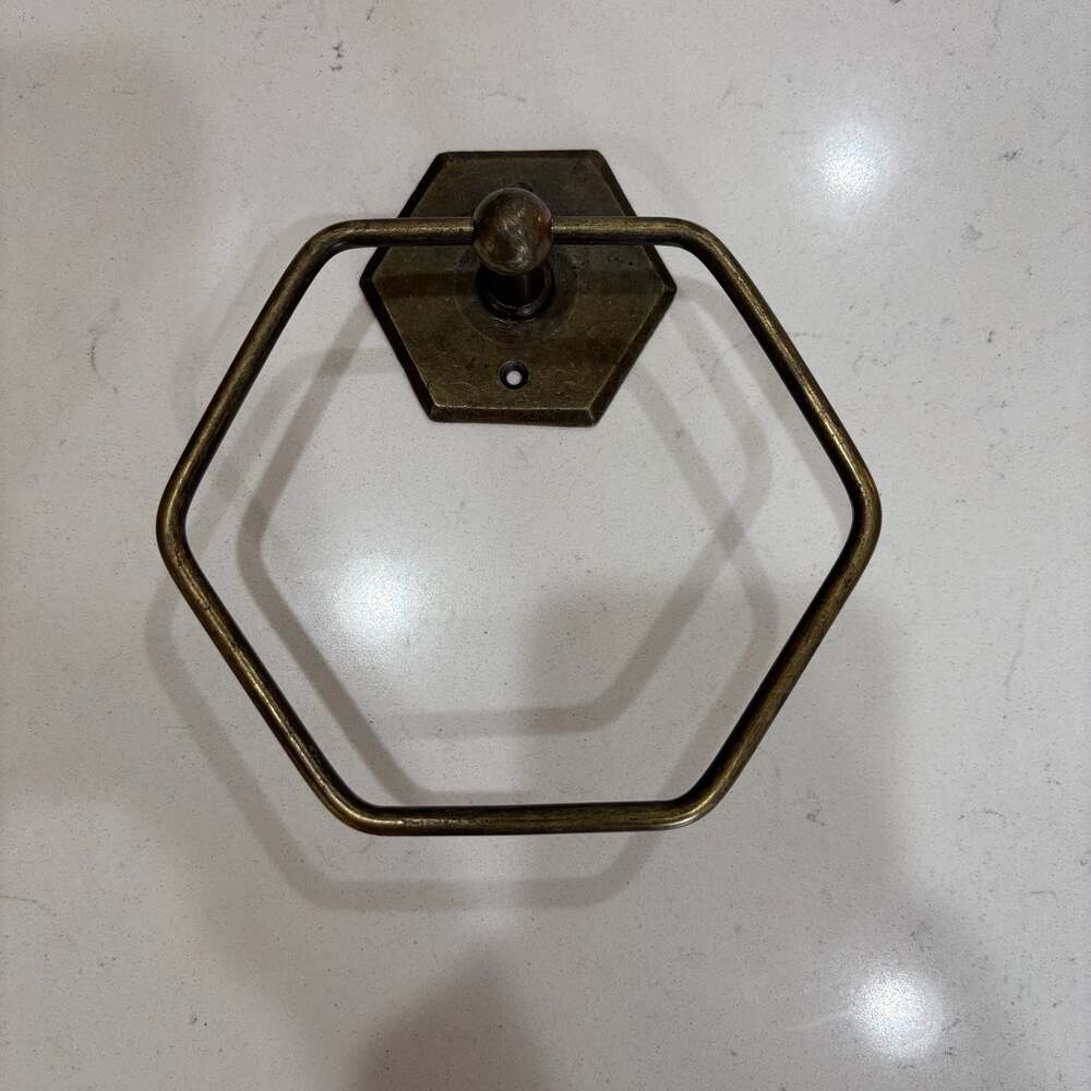 Brass LookingHexagon Towel Ring